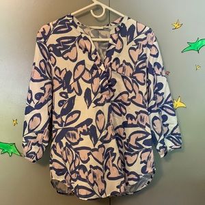 Eterna 3/4 sleeve blouse modern classic light blue / white printed